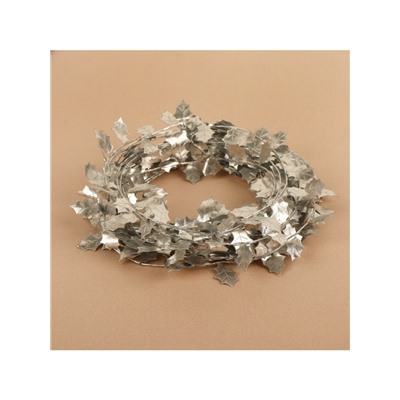 Листья на металлической проволоке, 21×18 мм, 5 м, цвет серебряный