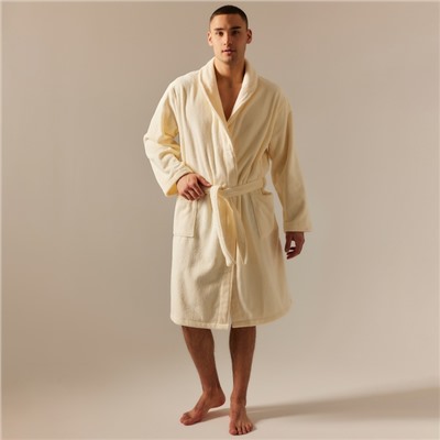 Халат махровый мужской SL HOME: Basic «Айвори», размер M, хлопок 100%, молочный