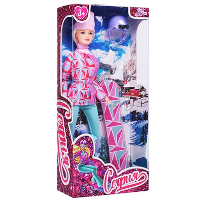 Кукла София 29 см. Сноуборд (руки и ноги сгиб., аксесс.) в коробке