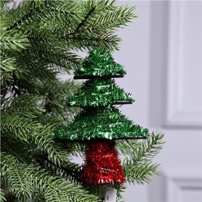 Светодиодная фигура из мишуры «Елочка зеленая» 17×13 см, 10 LED, батарейки AG10×3 (в комплекте), свечение тёплое белое