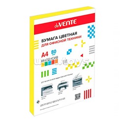 Бумага цветная для офисной техники A4 100 л, 80 г/м², интенсив желтый, в пластиковом пакет