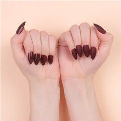 Накладные ногти, 24 шт., с клеевыми пластинами, форма миндаль, цвет бордовый