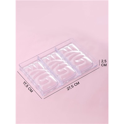 УЦЕНКА Форма для шоколада 3 ячейки LOVE 27.5×17.5×2.5 см (7×7)