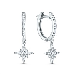 Серьги из серебра с фианитами родированные 925 пробы 11-1154