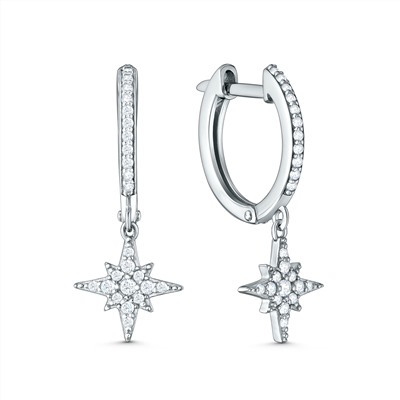 Серьги из серебра с фианитами родированные 925 пробы 11-1154