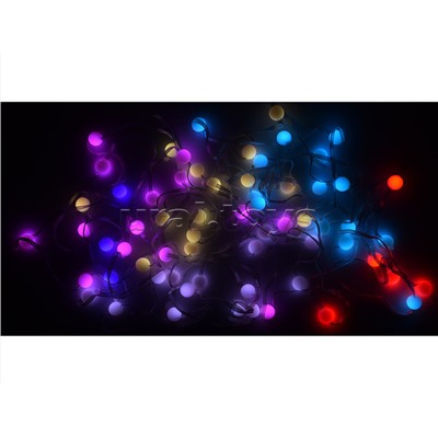 Электрогирлянда светодиодная "Шарики" (10м, 66 ламп, цвет: синий, розовый, желтый)
