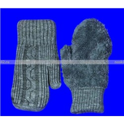 Варежки женские двойные внутри с мехом арт. 6385