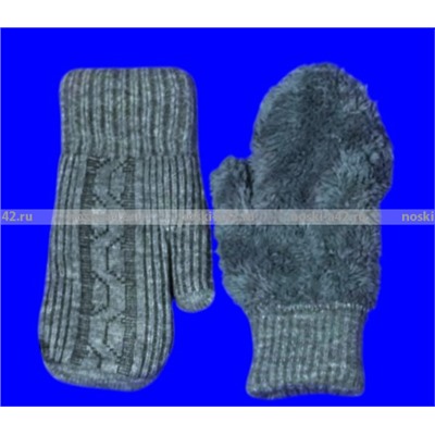 Варежки женские двойные внутри с мехом арт. 6385