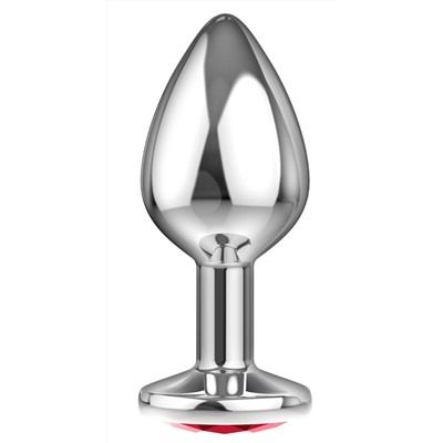 Большая серебристая анальная пробка Diamond Red Sparkle Large с красным кристаллом - 8 см.