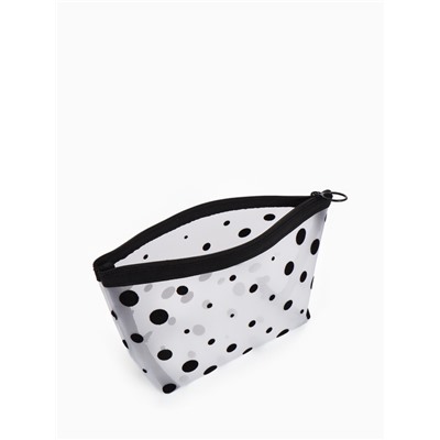 Косметичка DOTs, с рисунком, сетка, на молнии, белая