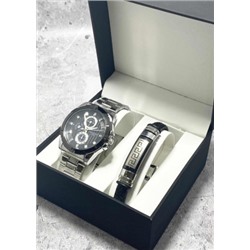 Подарочный набор для мужчины часы и браслет + коробка #22853502