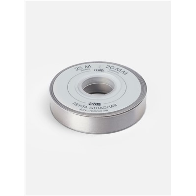 Лента атласная TEIRA, двухсторонняя, 20 мм, 25±1 м, цвет серебряный №837