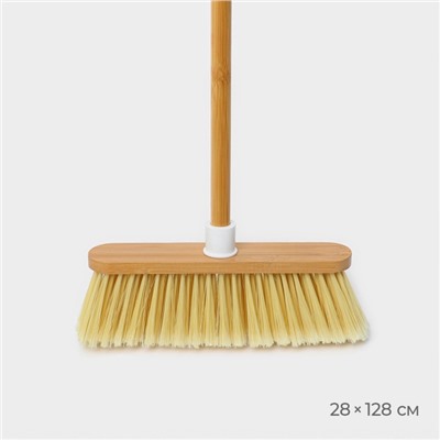 Щётка для пола Meli, бамбук, 28×128 см, ворс 7 см