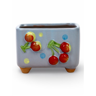 Декоративный горшок для цветов «Вишни», 9×7×8 см, керамический, Greengo