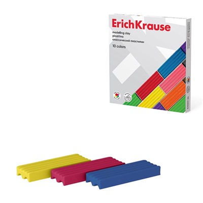 Пластилин ErichKrause Basic, 10 цветов, 160 г, в картонной упаковке