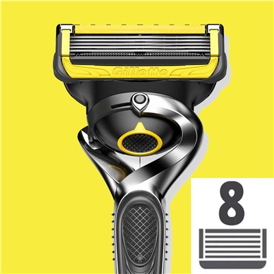 Кассеты для бритвы Dʤɪˈlett ФЬЮЖН-5 PROSHIELD (8 шт.) ЯПОНИЯ (Оригинал)