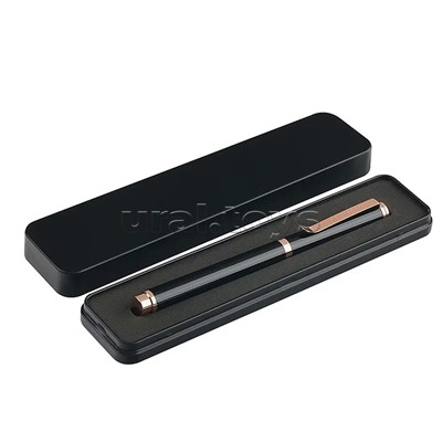 Ручка "Venezia Classico" в металлическом premium футляре 1,0 мм, синяя (корпус черн, футляр черный)