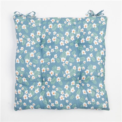 Сидушка на стул «Этель. Райские цветы», 40×40 см, синяя, 100% п/э