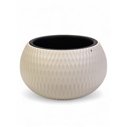 Кашпо для цветов «Жемчужина», 7 л, d=36 см, h=22 см, пластик, со вставкой, подвесное, бежевое