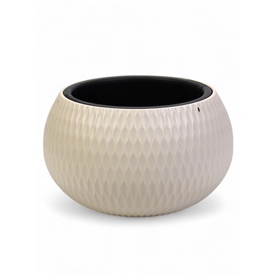 Кашпо для цветов «Жемчужина», 7 л, d=36 см, h=22 см, пластик, со вставкой, подвесное, бежевое