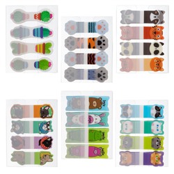 Закладки с клеевым краем 15х50мм 4диз. х20шт. пластик фигурные "Cute Stories" 090922 Хатбер