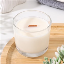 Ароматическая свеча в стакане «Кокосовый рай», из соевого воска с деревянным фитилём, 65 г