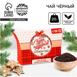 Чай новогодний чёрный в коробке «Чудес и подарков», вкус: имбирный пряник, 20 г