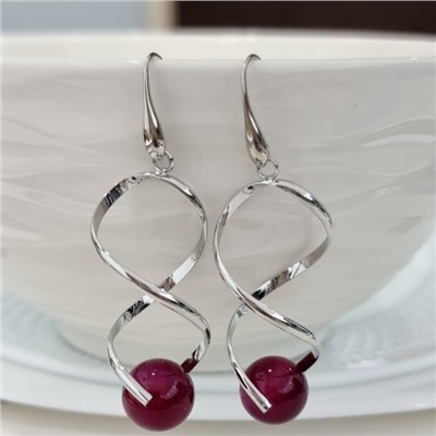 Серьги длинные с натуральным камнем агат, арт.218.254