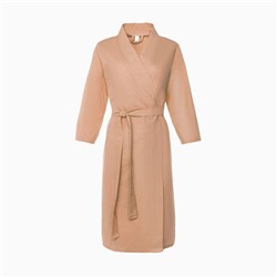 Халат вафельный женский Экономь и Я рукав 3/4, размер 46-48, бежевый, 100% хлопок, 200 г/м²