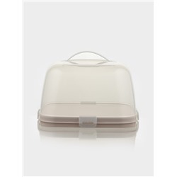 Тортовница с крышкой Альтернатива, 28.5×28.5×17.5 см, пластик, бежевая