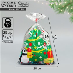 Пакет подарочный новогодний пластиковый «Спешу к тебе», 20×30 см