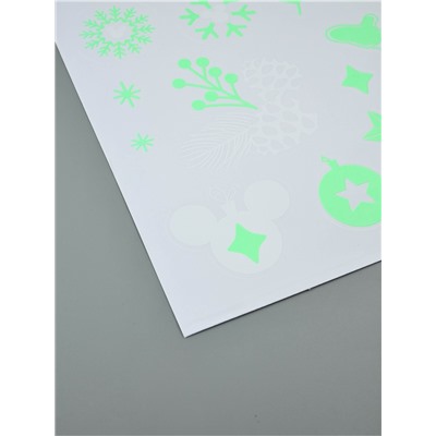 Виниловые наклейки «Новый год», со светящимся слоем, 35 × 50 см, 2 листа