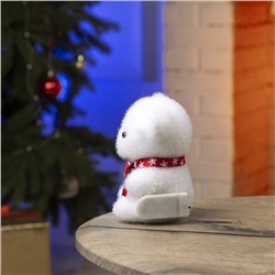 Светодиодная фигура «Медвежонок в бабочке» 9×12×8 см, флок, батарейки CR2032×2 (не в комплекте), свечение тёплое белое