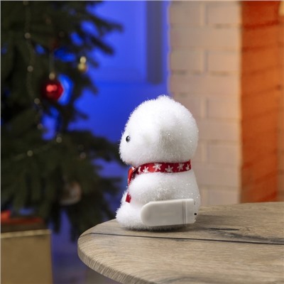 Светодиодная фигура «Медвежонок в бабочке» 9×12×8 см, флок, батарейки CR2032×2 (не в комплекте), свечение тёплое белое