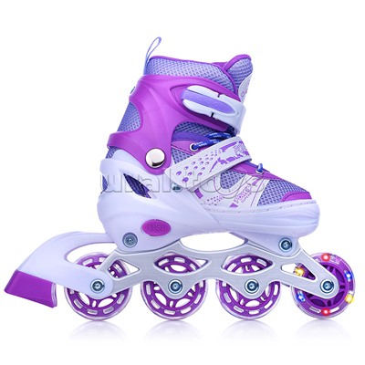 Ролики детские, размер M, фиолетовый (со шлемом и защитным снаряжением)