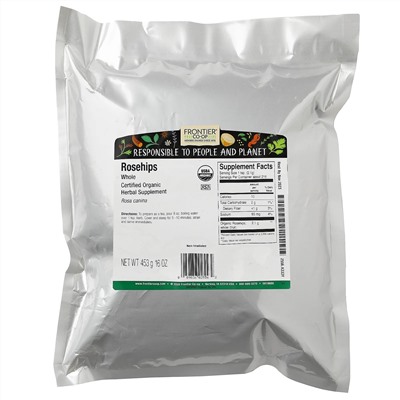 Frontier Natural Products, Органические цельные ягоды шиповника, 16 унций (453 г)