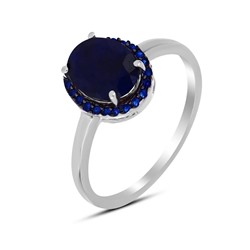 Кольцо, 1 сапфир корунд овал 7х9 мм/2.22 ct , наносапфир, Джайв