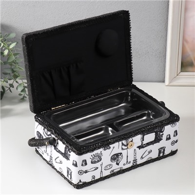 Шкатулка для рукоделия и шитья «Швейные атрибуты», хранение ниток, иголок, мелочи, 24×16×11 см