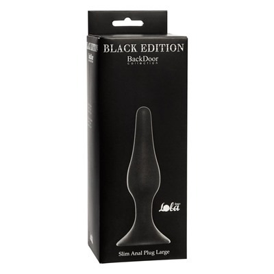 Чёрная анальная пробка Slim Anal Plug Large - 12,5 см.