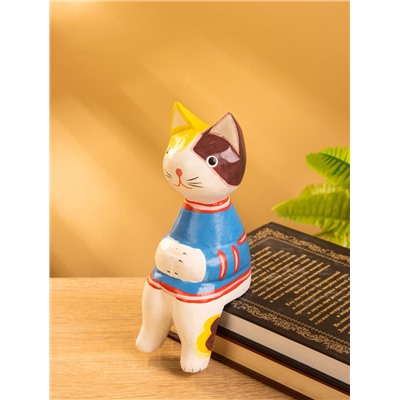 Сувенир «Котенок в кофте сидячий», 6×6×15 см, дерево