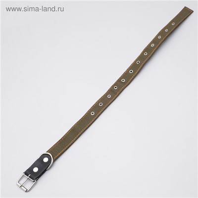 Ошейник брезентовый двухслойный, безразмерный, 72×3.5 см, ОШ 45-60 см, хаки