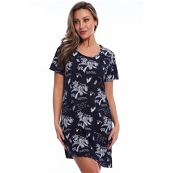 Футболка-туника удлиненная асимметричная с карманами Арт. 517 (Темно-синий_белый)