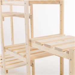 Стеллаж деревянный, 7 полок, 122×31×99.6 см, хвоя, регулируемый, напольный