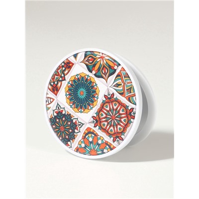 Зеркало складное «Витраж», d=7.3 см, с увеличением х2, белое/оранжевое