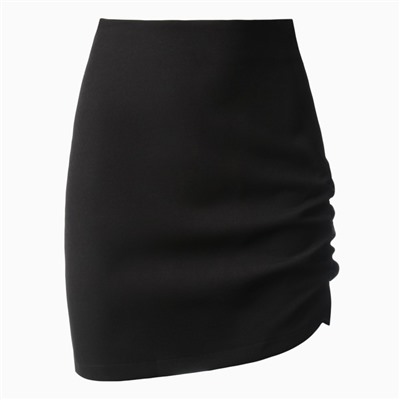 Юбка мини со сборкой женская MINAKU: Casual Collection, чёрная, размер 48