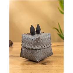 Корзинка «Кот», 8×8×13 см, бамбук, серая