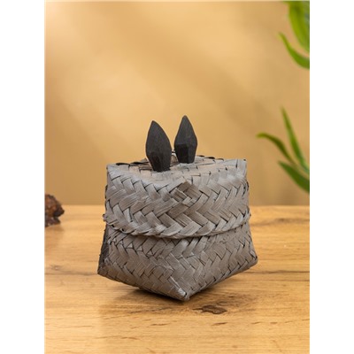 Корзинка «Кот», 8×8×13 см, бамбук, серая