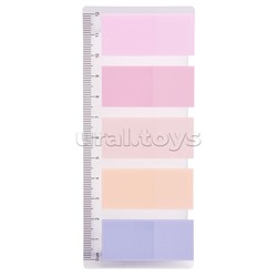 Набор самоклеящихся этикеток-закладок "Pastel" пластиковые полупрозрачные, 44x20 мм, 5x20 листов, 5 пастельных цветов