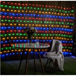 Занавес сетка 320Led, 3х2м ,МИКС,8 режимов,прозрачный провод.