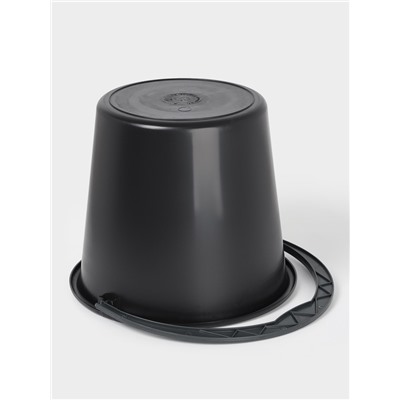 Ведро с крышкой «Дачное», 10 л, d=30 см, h=25.5 см, чёрное